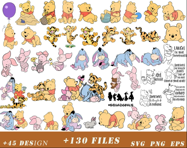 Baby Poh Bear SVG Free, Winnie The Pooh Layered Vector Files, Winnie The Pooh SVG Digital Download, Winnie The Pooh SVG Bundle
