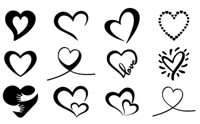 Heart Bundle Cut File, Heart Cut Files, Digital Download, Heart Clip Art, Valentine's Day Svg, Dxf, Eps
